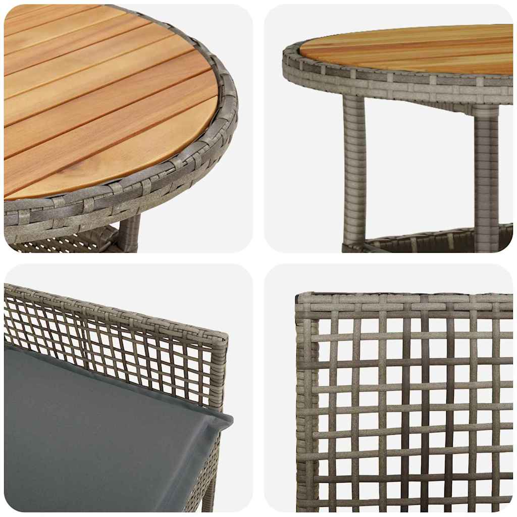 Conjunto de Comedor de Jardín 3 pcs Gris ratán sintético
