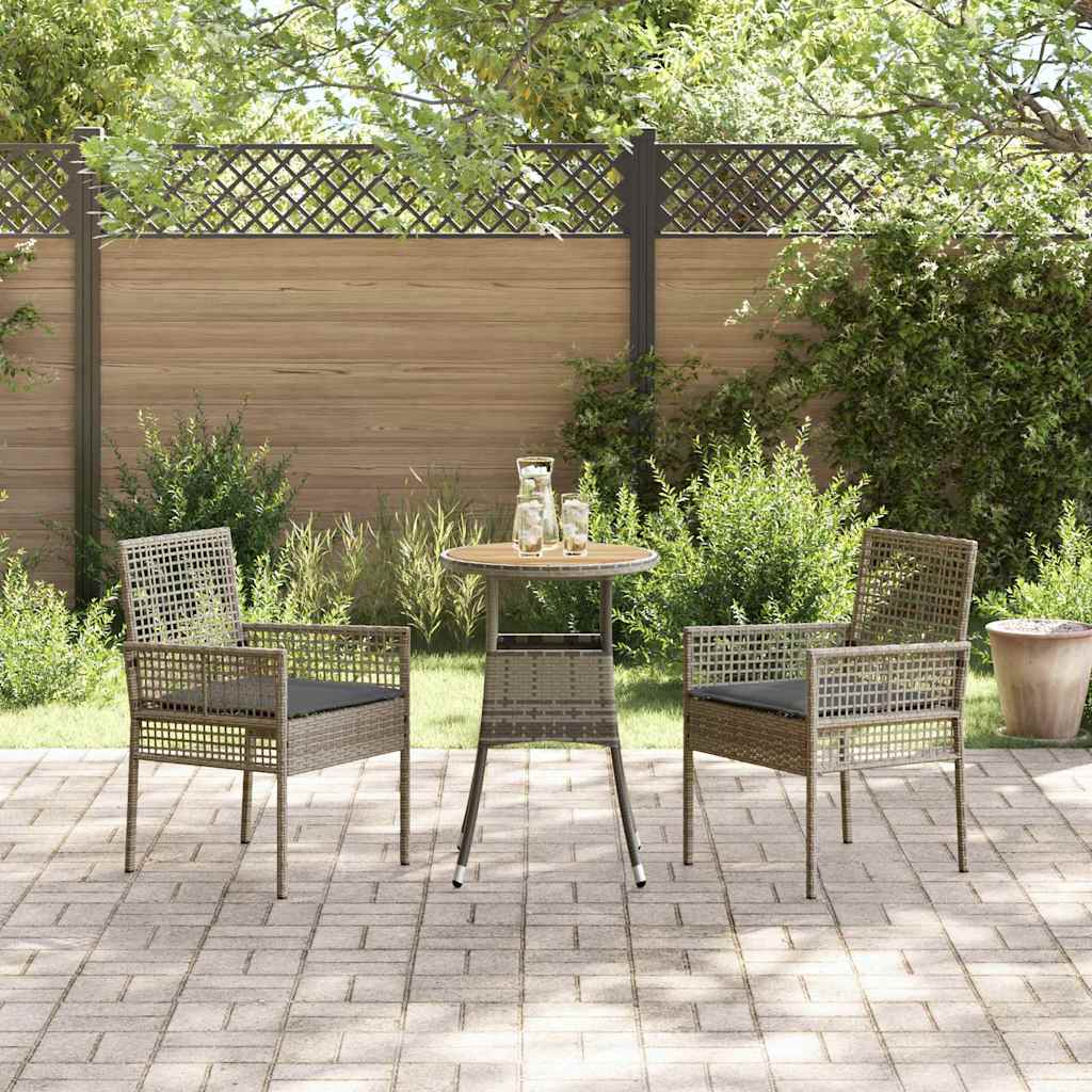 Conjunto de Comedor de Jardín 3 pcs Gris ratán sintético