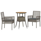 Conjunto de Comedor de Jardín 3 pcs Gris ratán sintético