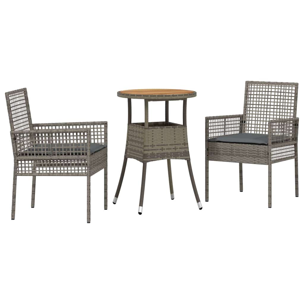 Conjunto de Comedor de Jardín 3 pcs Gris ratán sintético