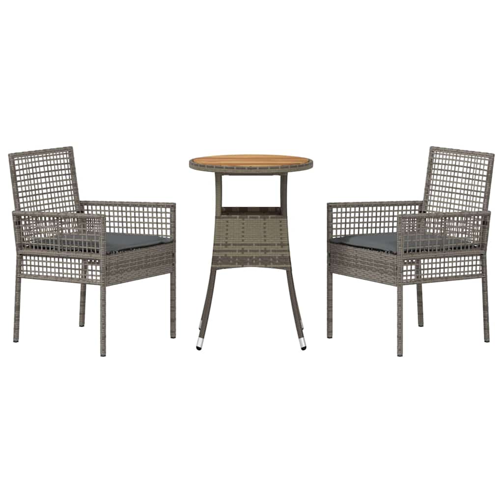 Conjunto de Comedor de Jardín 3 pcs Gris ratán sintético