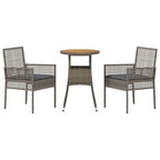 Conjunto de Comedor de Jardín 3 pcs Gris ratán sintético