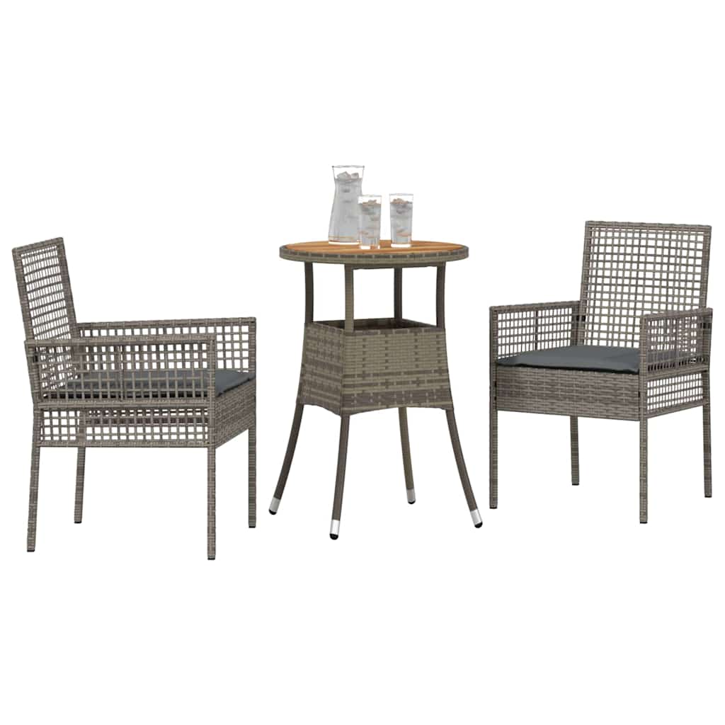 Conjunto de Comedor de Jardín 3 pcs Gris ratán sintético