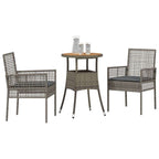 Conjunto de Comedor de Jardín 3 pcs Gris ratán sintético