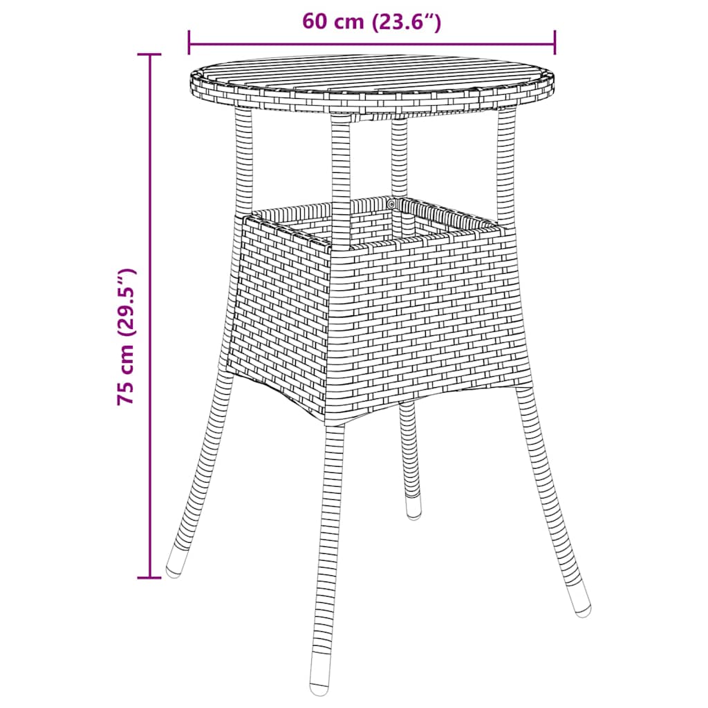 Conjunto de Comedor de Jardín 3 pcs Gris ratán sintético