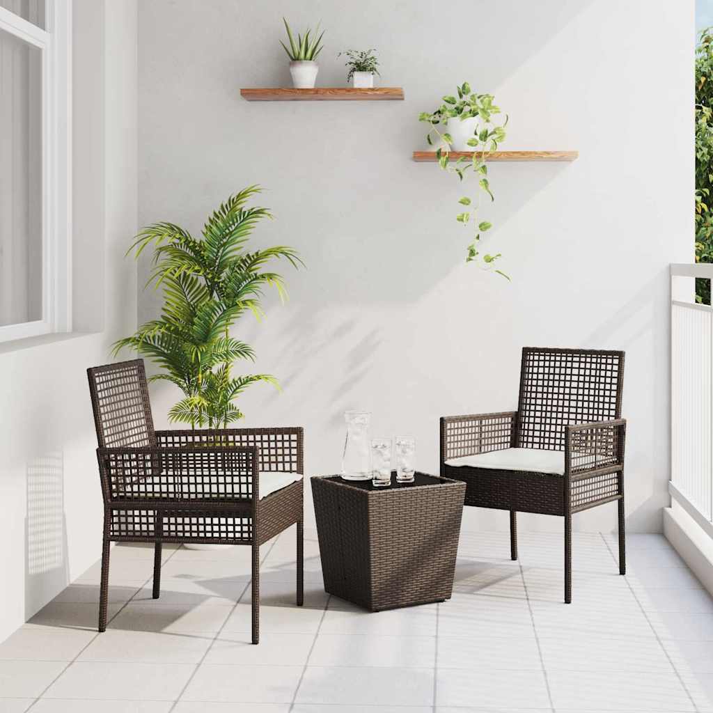 Conjunto Bistrô de Jardim 3 peças Bege vime sintético