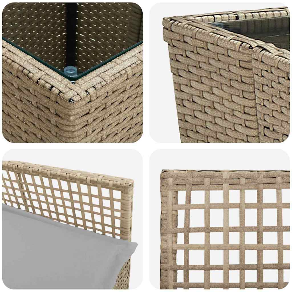 Juego Bistro de Jardín 3 pcs Beige ratán sintético