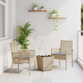 Juego Bistro de Jardín 3 pcs Beige ratán sintético