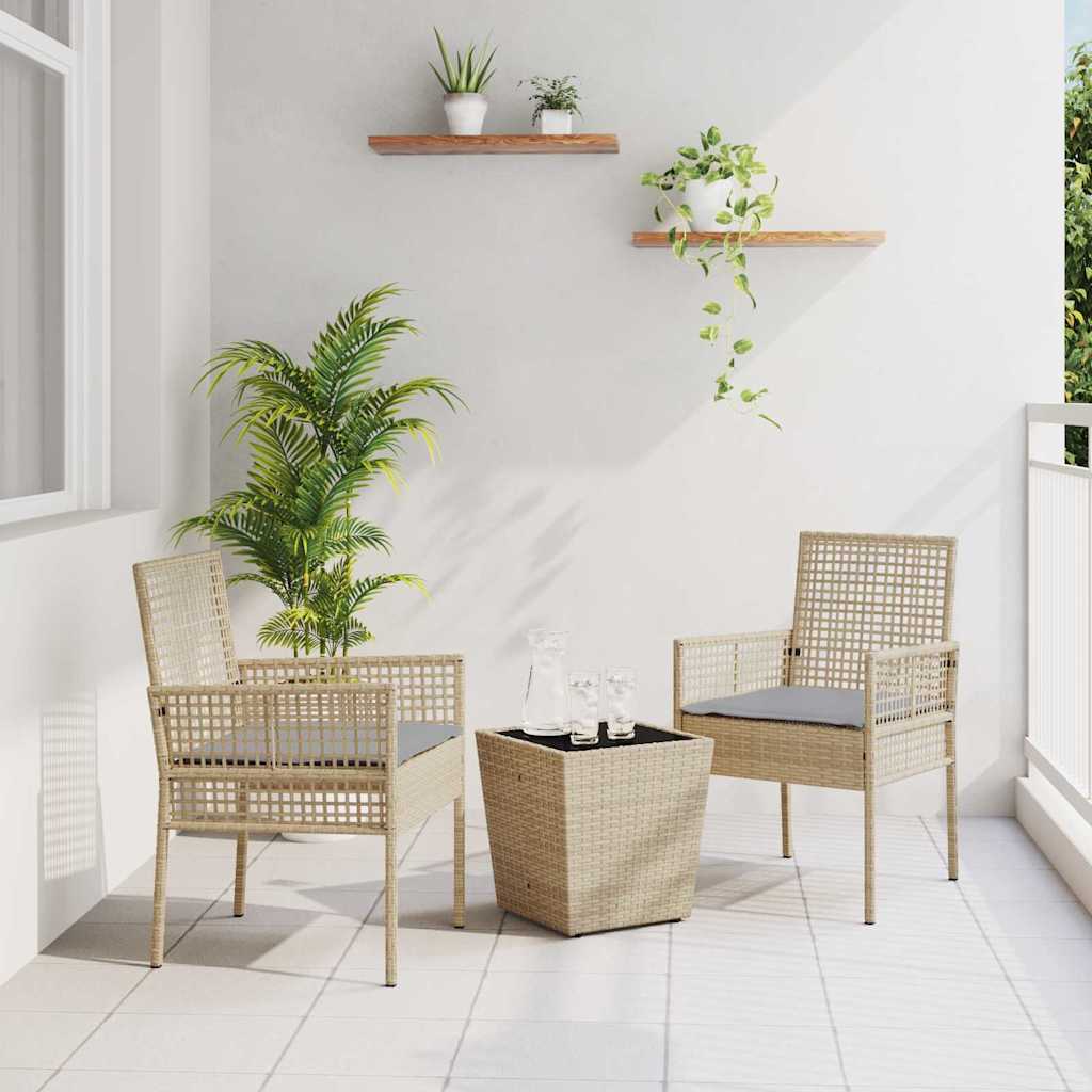 Juego Bistro de Jardín 3 pcs Beige ratán sintético