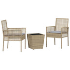 Juego Bistro de Jardín 3 pcs Beige ratán sintético
