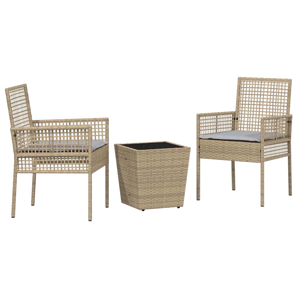 Juego Bistro de Jardín 3 pcs Beige ratán sintético