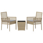 Juego Bistro de Jardín 3 pcs Beige ratán sintético