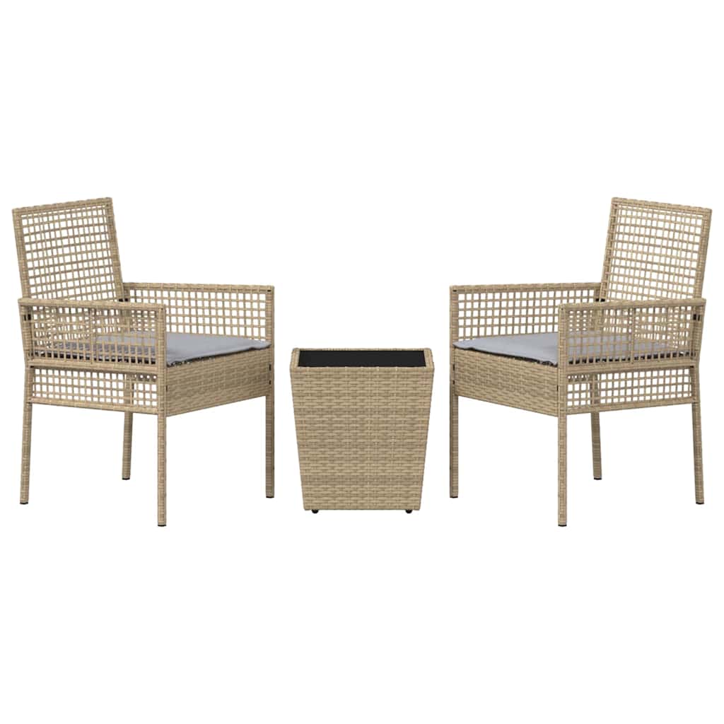 Juego Bistro de Jardín 3 pcs Beige ratán sintético