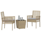 Juego Bistro de Jardín 3 pcs Beige ratán sintético