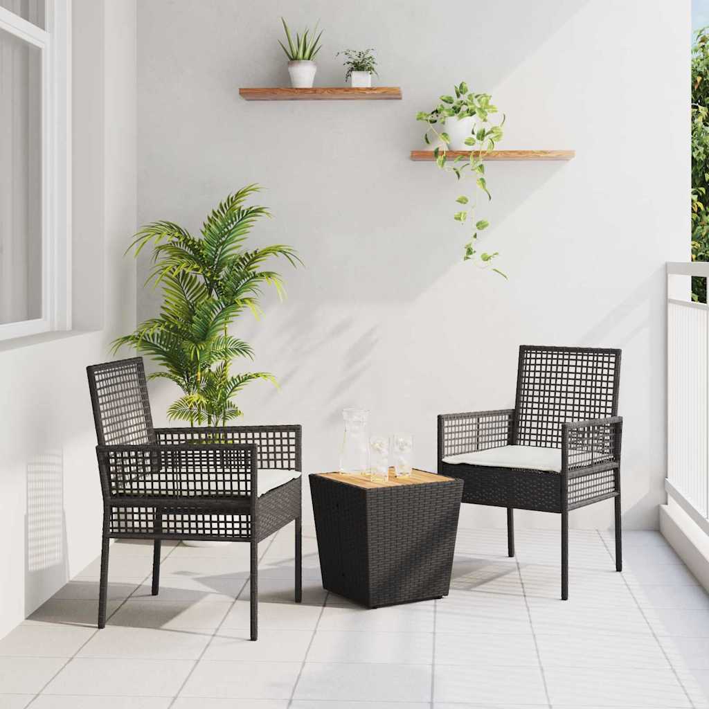 Juego Bistro de Jardín 3 pcs Gris ratán sintético