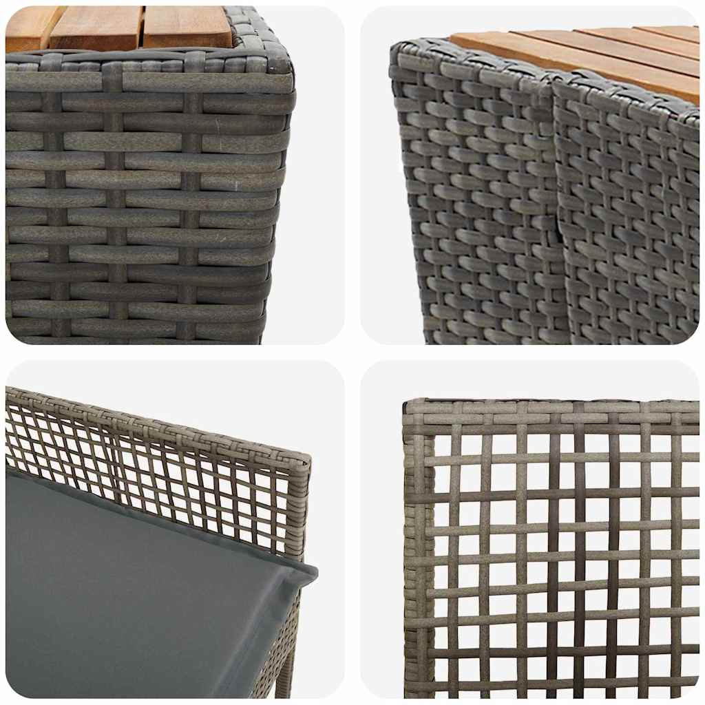 Juego Bistro de Jardín 3 pcs Gris ratán sintético