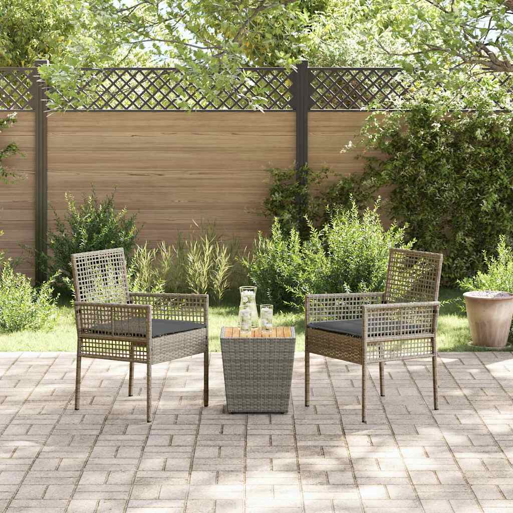 Juego Bistro de Jardín 3 pcs Gris ratán sintético