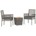 Juego Bistro de Jardín 3 pcs Gris ratán sintético