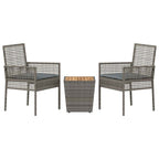 Juego Bistro de Jardín 3 pcs Gris ratán sintético