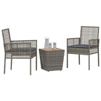 Juego Bistro de Jardín 3 pcs Gris ratán sintético