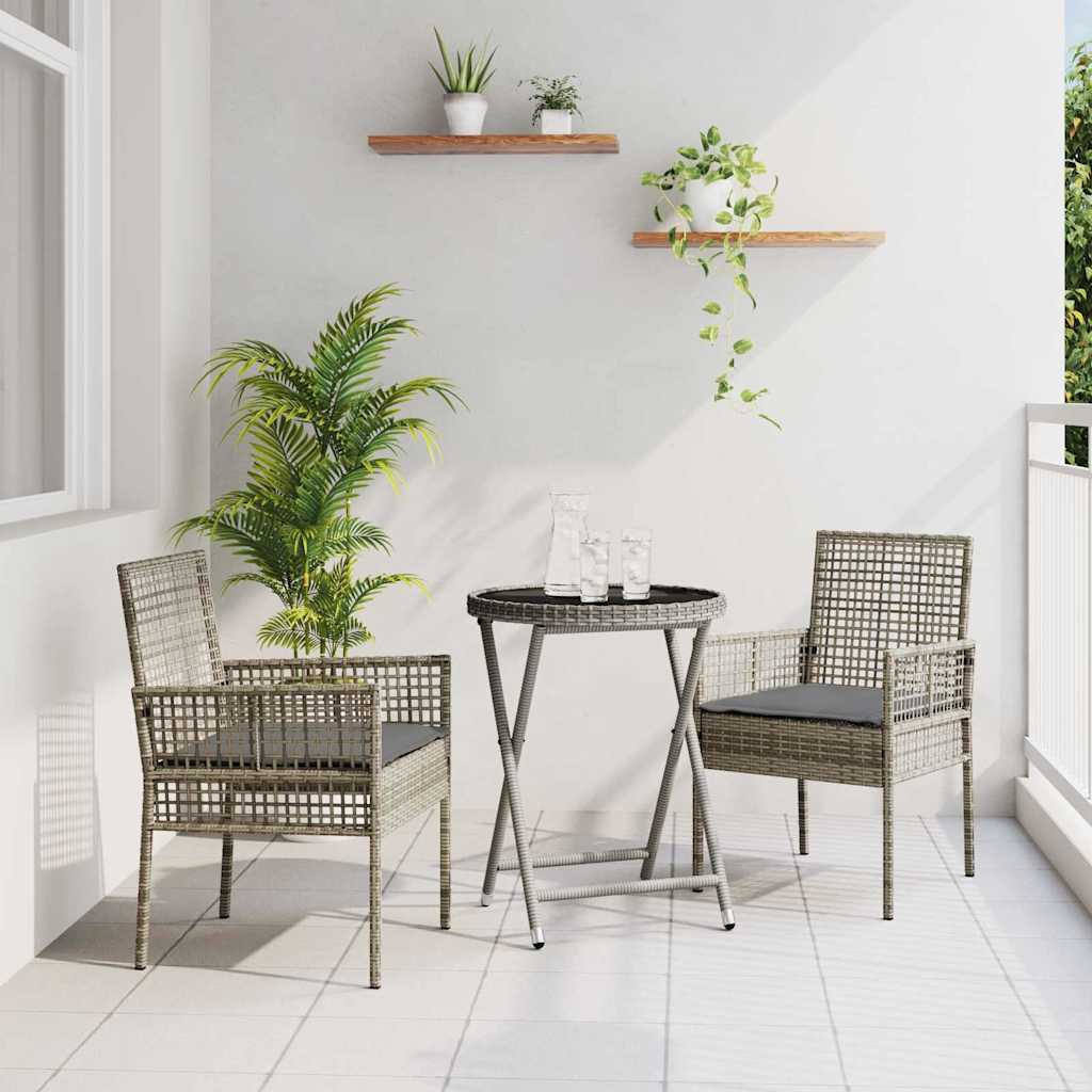 Juego Bistro de Jardín 3 pcs Beige ratán sintético