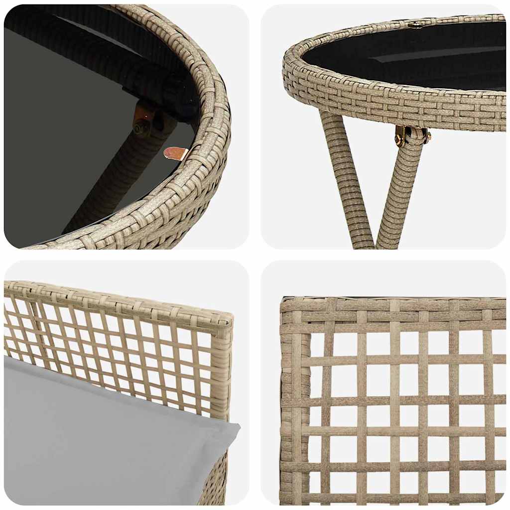Juego Bistro de Jardín 3 pcs Beige ratán sintético