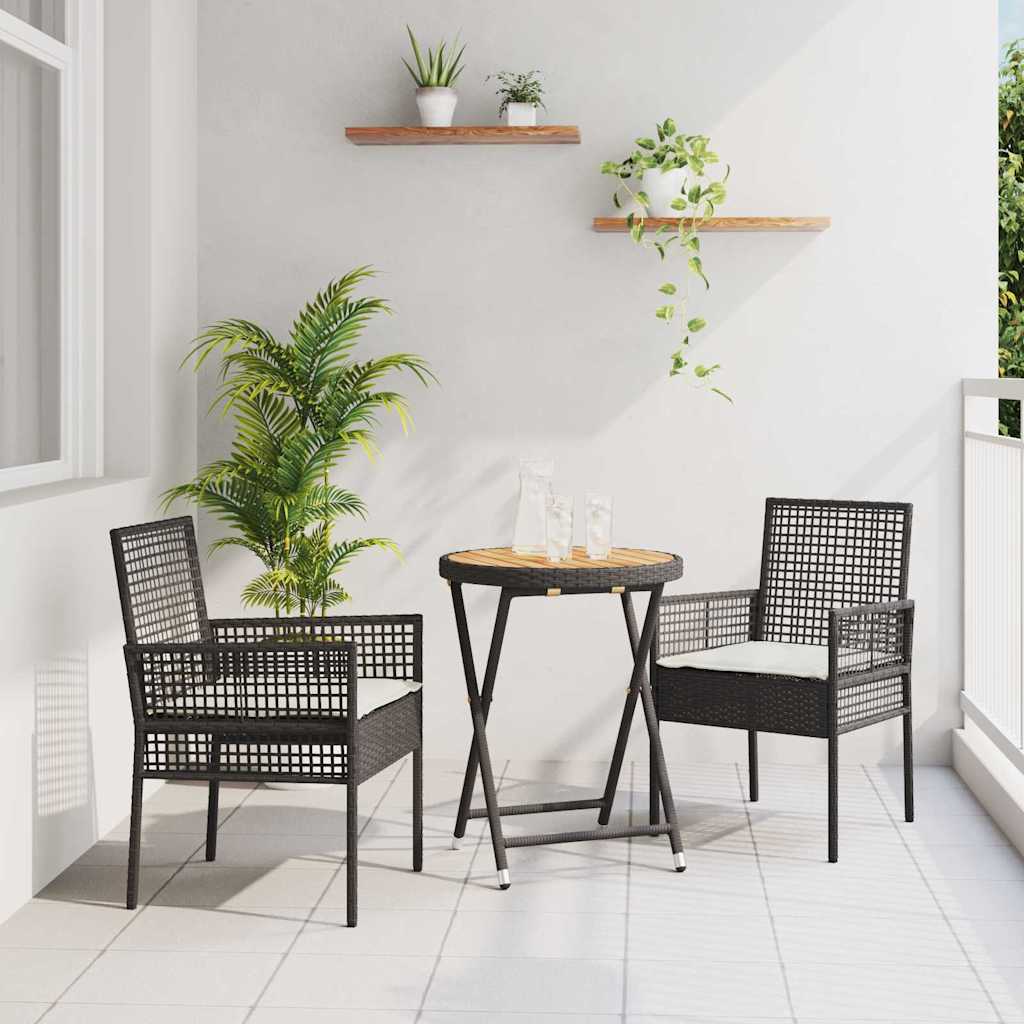 Juego Bistro de Jardín 3 pcs Gris ratán sintético