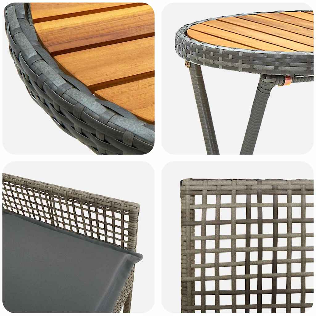 Juego Bistro de Jardín 3 pcs Gris ratán sintético