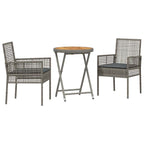 Juego Bistro de Jardín 3 pcs Gris ratán sintético