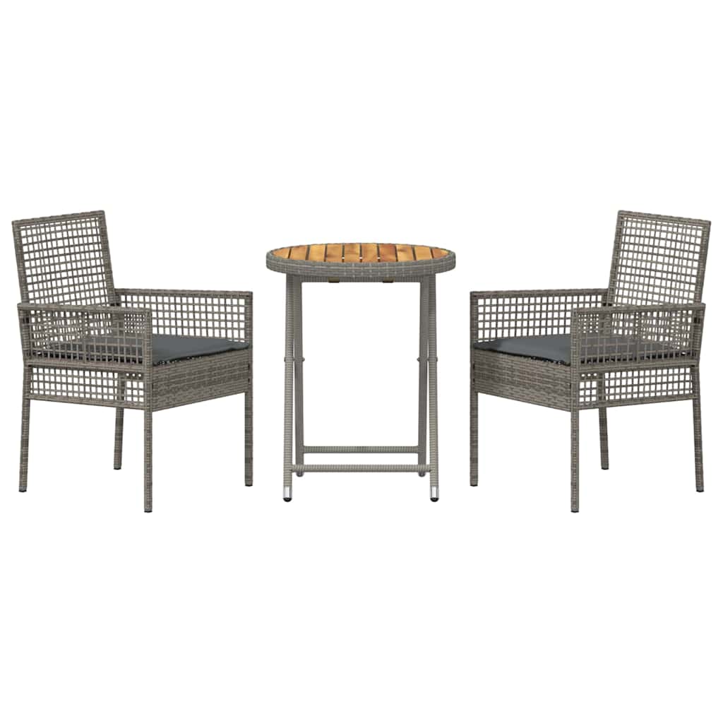 Juego Bistro de Jardín 3 pcs Gris ratán sintético