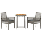 Juego Bistro de Jardín 3 pcs Gris ratán sintético