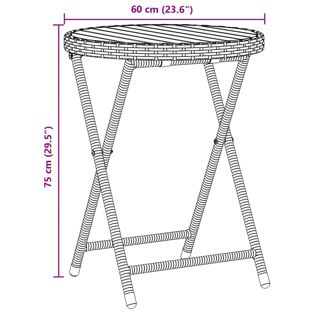 Juego Bistro de Jardín 3 pcs Gris ratán sintético