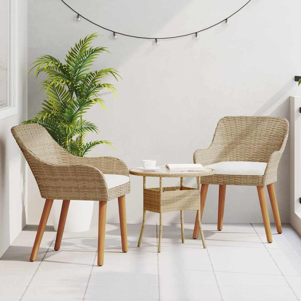 Silla de Jardín 2 pcs Beige 62.5 x 55 x 82 cm ratán sintético
