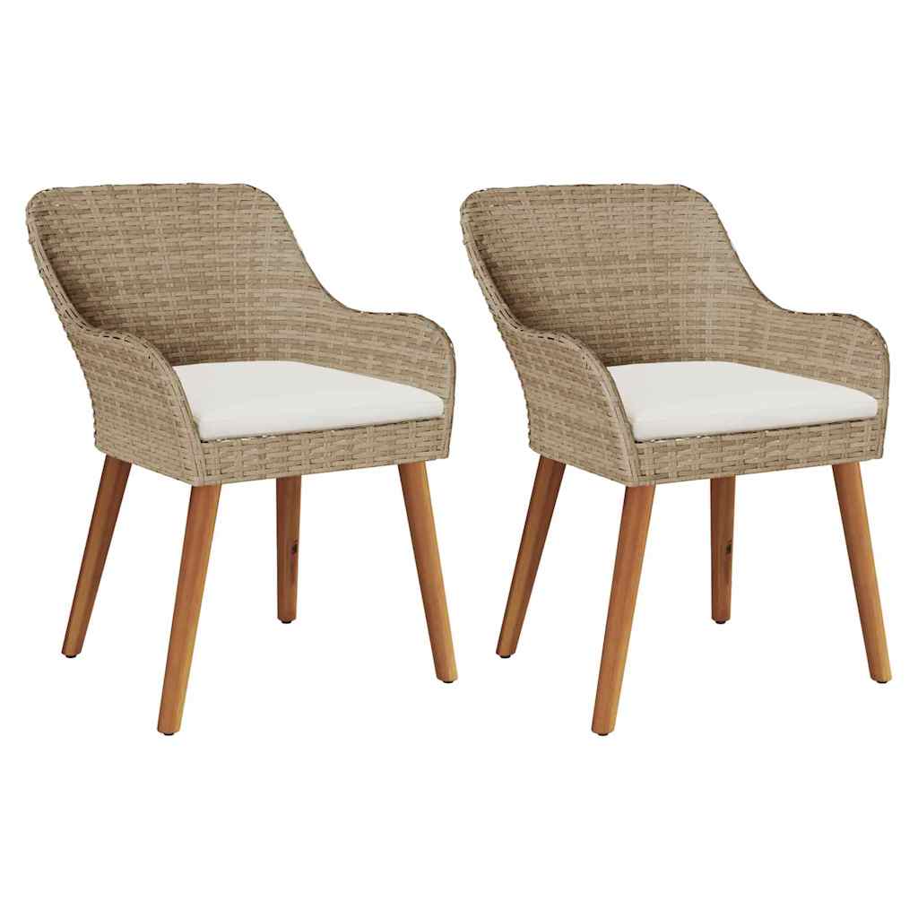 Silla de Jardín 2 pcs Beige 62.5 x 55 x 82 cm ratán sintético