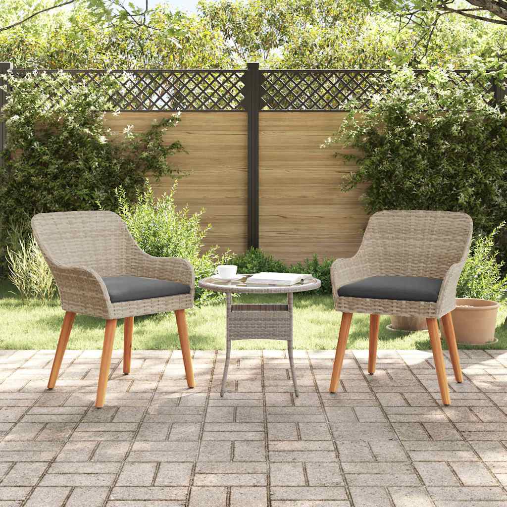 Silla de Jardín 2 pcs Beige 62.5 x 55 x 82 cm ratán sintético