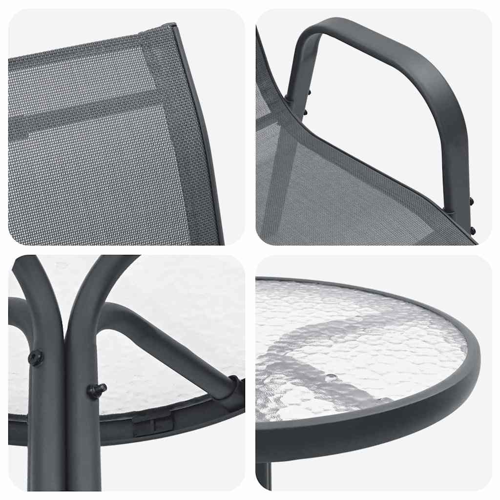 Juego Bistro de Jardín 3 pcs Gris Acero
