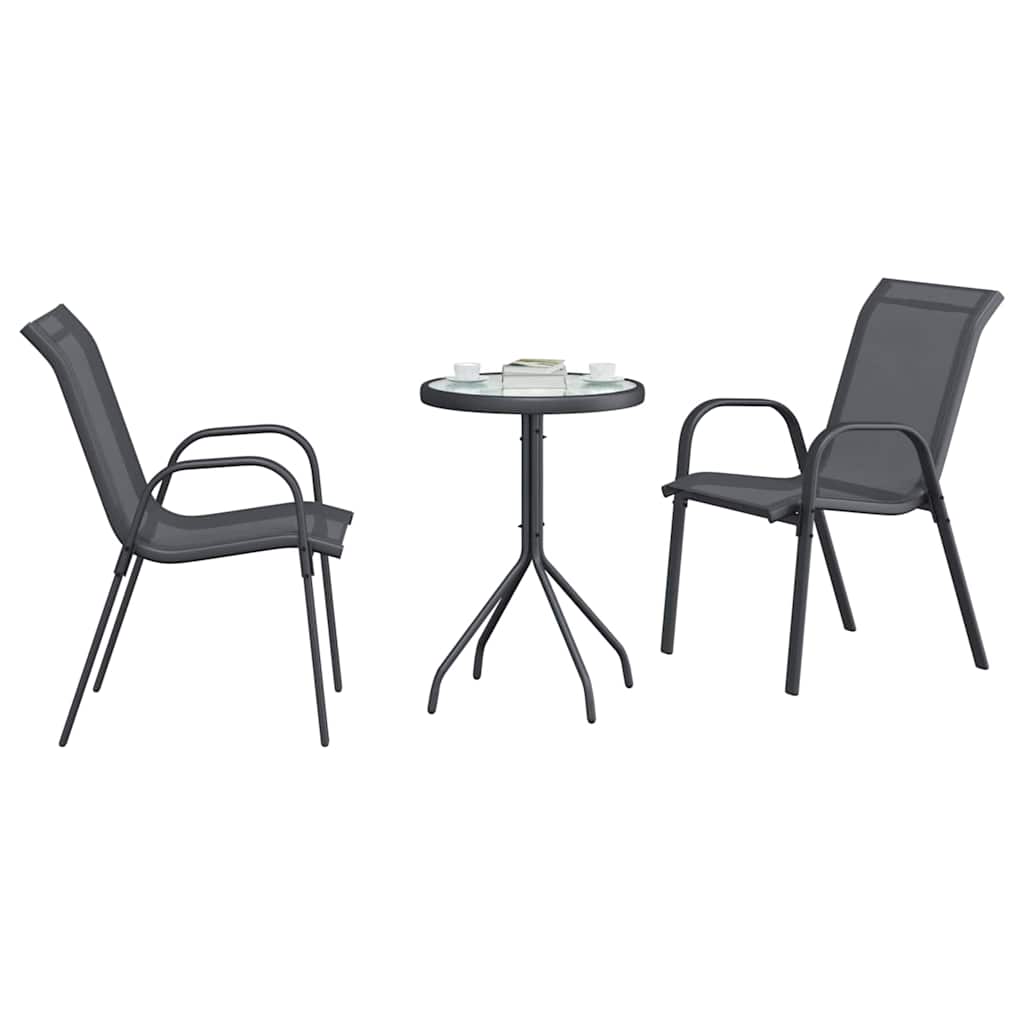 Juego Bistro de Jardín 3 pcs Gris Acero