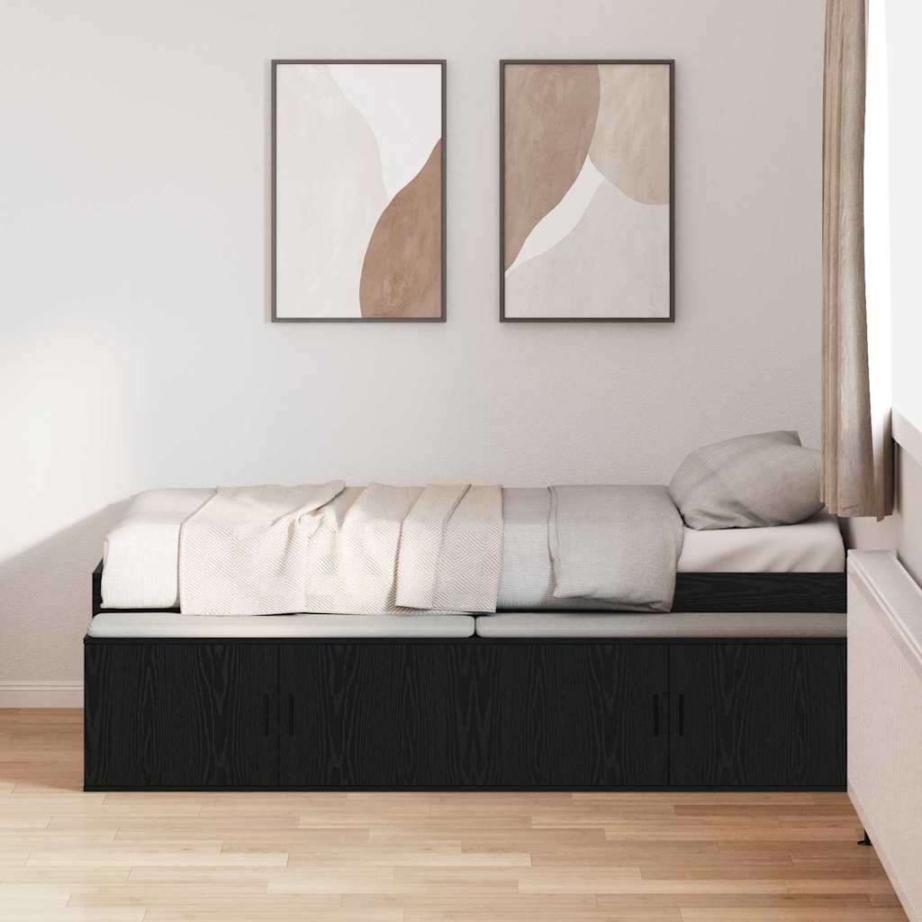 Estructura de cama Roble Negro 70 x 190 cm Madera contrachapada
