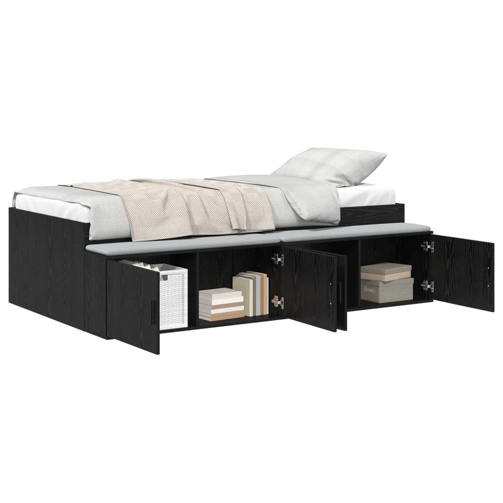 Estructura de cama Roble Negro 70 x 190 cm Madera contrachapada