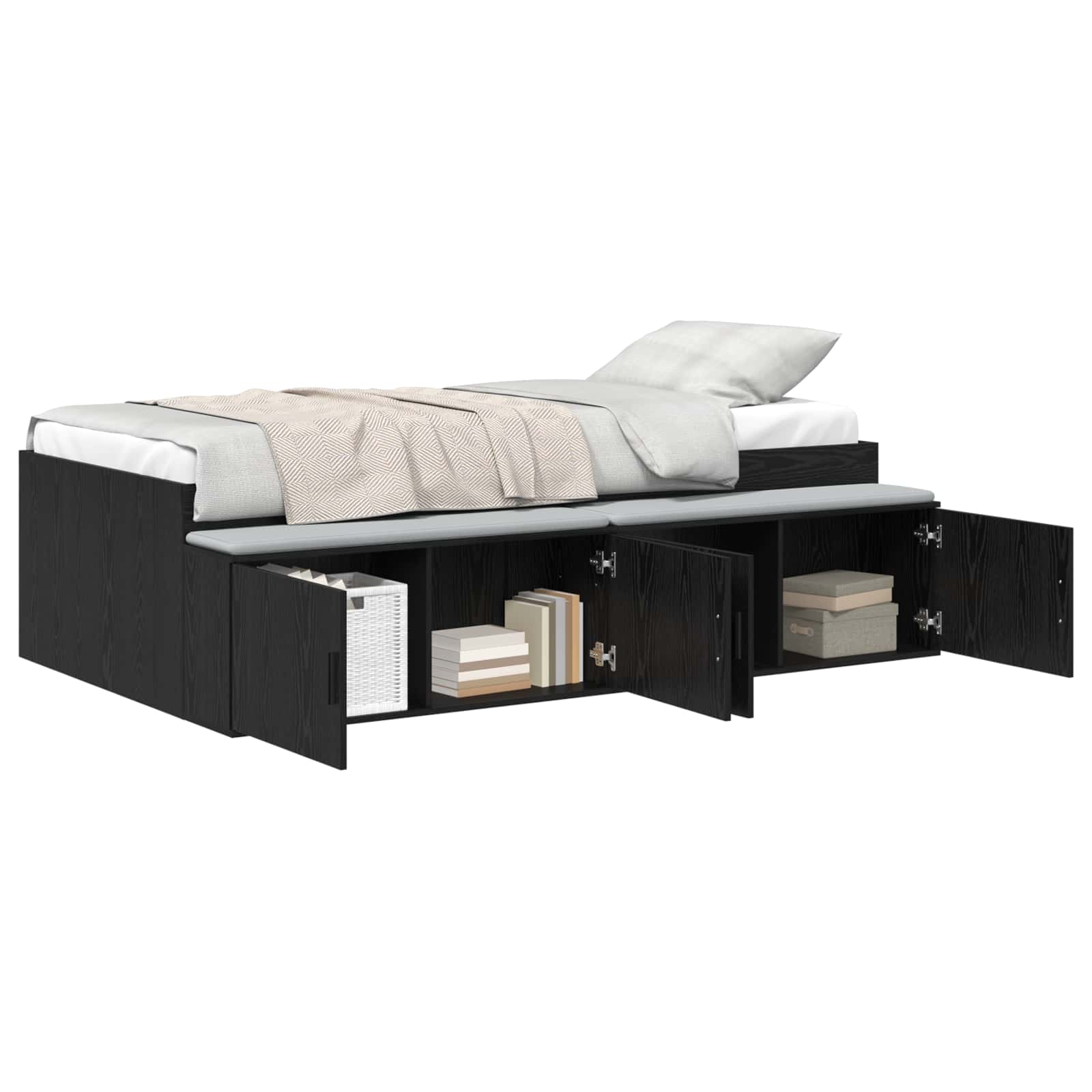 Estructura de cama Roble Negro 70 x 190 cm Madera contrachapada