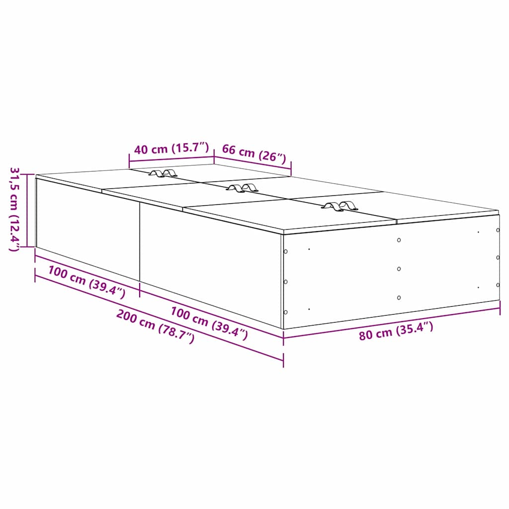 Cama con almacenamiento 80 x 200 cm Madera contrachapada