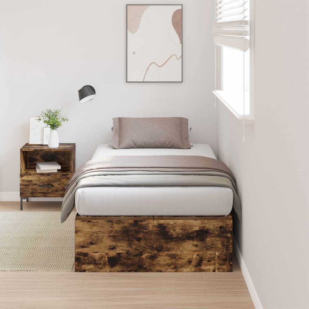 Cama com arrumação Carvalho Fumado 100 x 200 cm