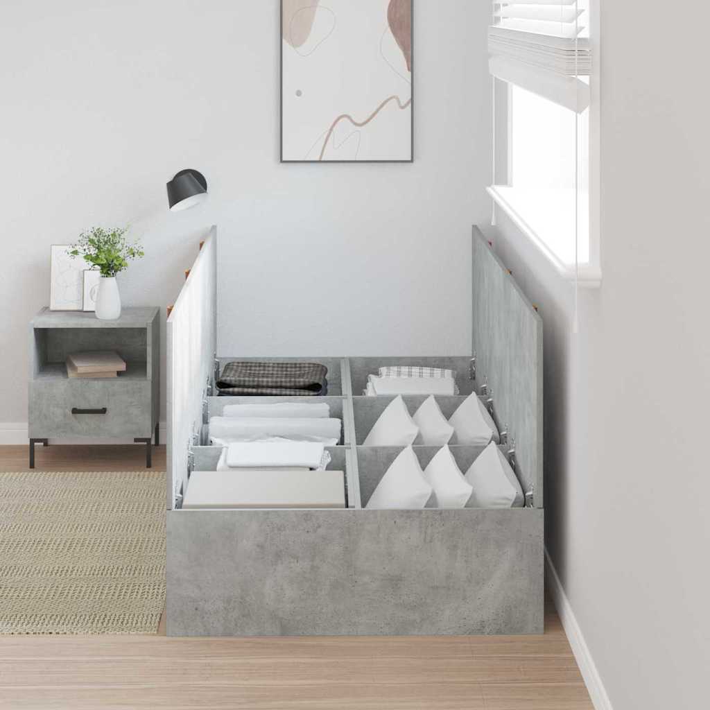 Cama con almacenamiento Gris Concreto 100 x 200 cm