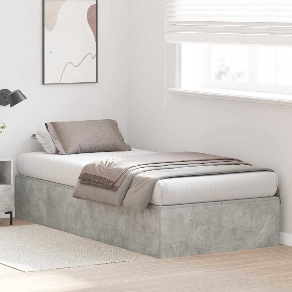 Cama con almacenamiento Gris Concreto 100 x 200 cm