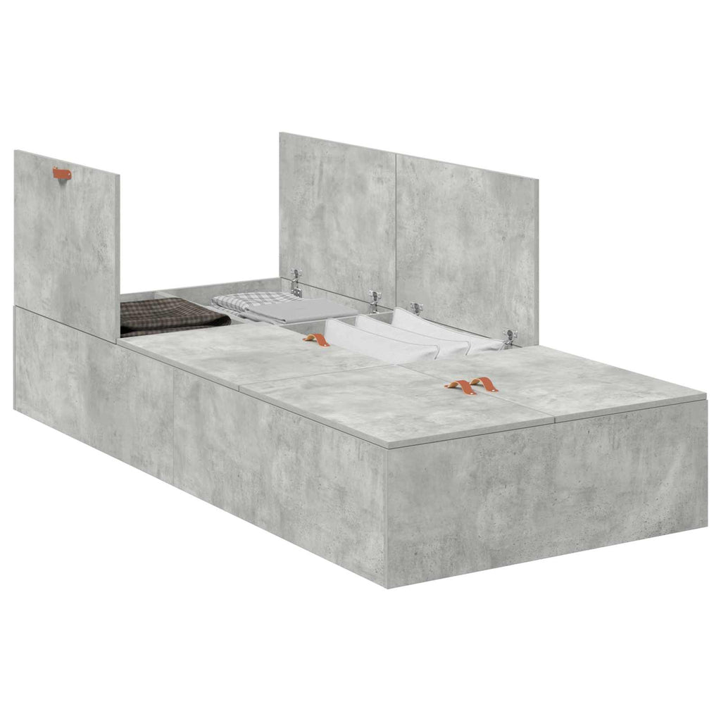 Cama con almacenamiento Gris Concreto 100 x 200 cm