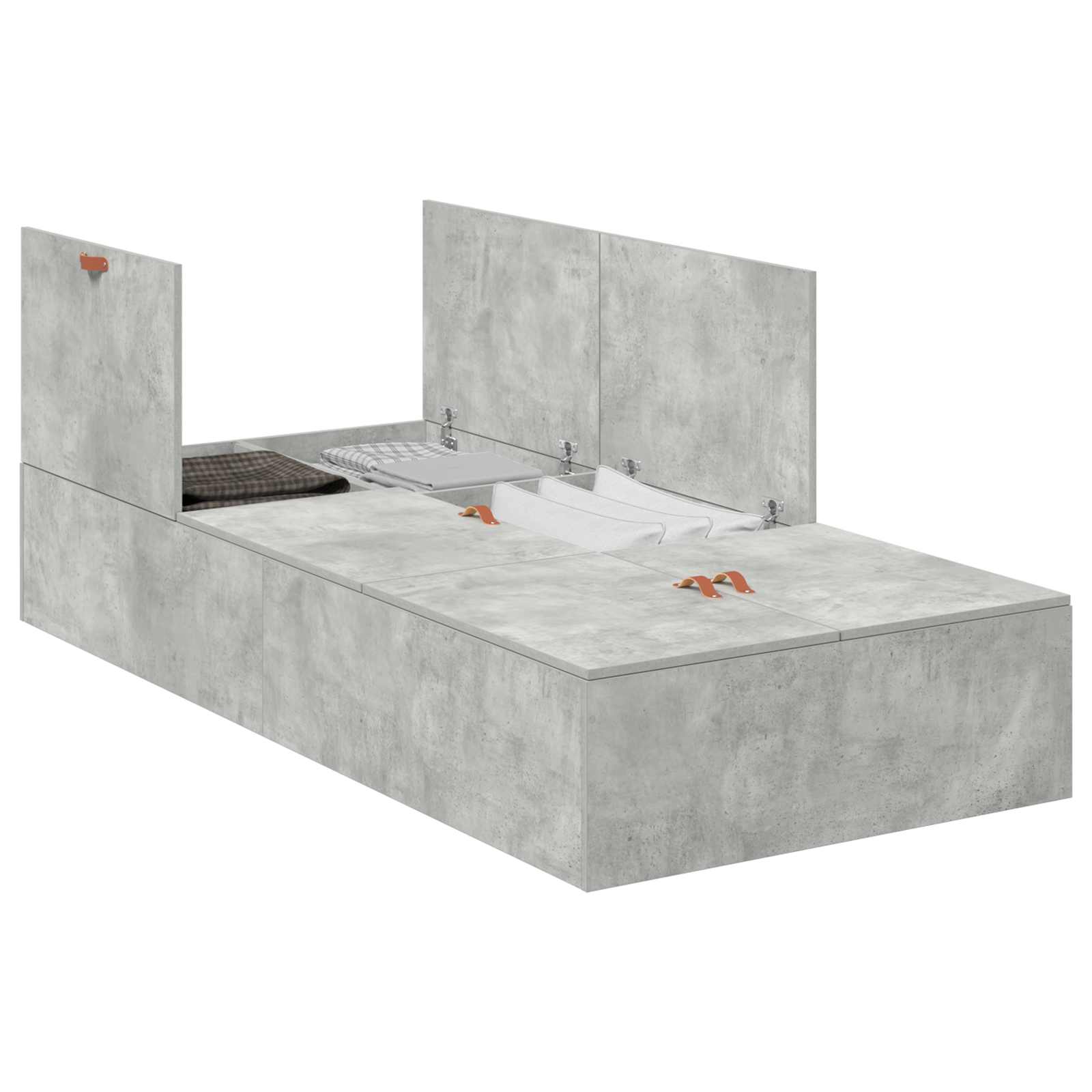 Cama con almacenamiento Gris Concreto 100 x 200 cm