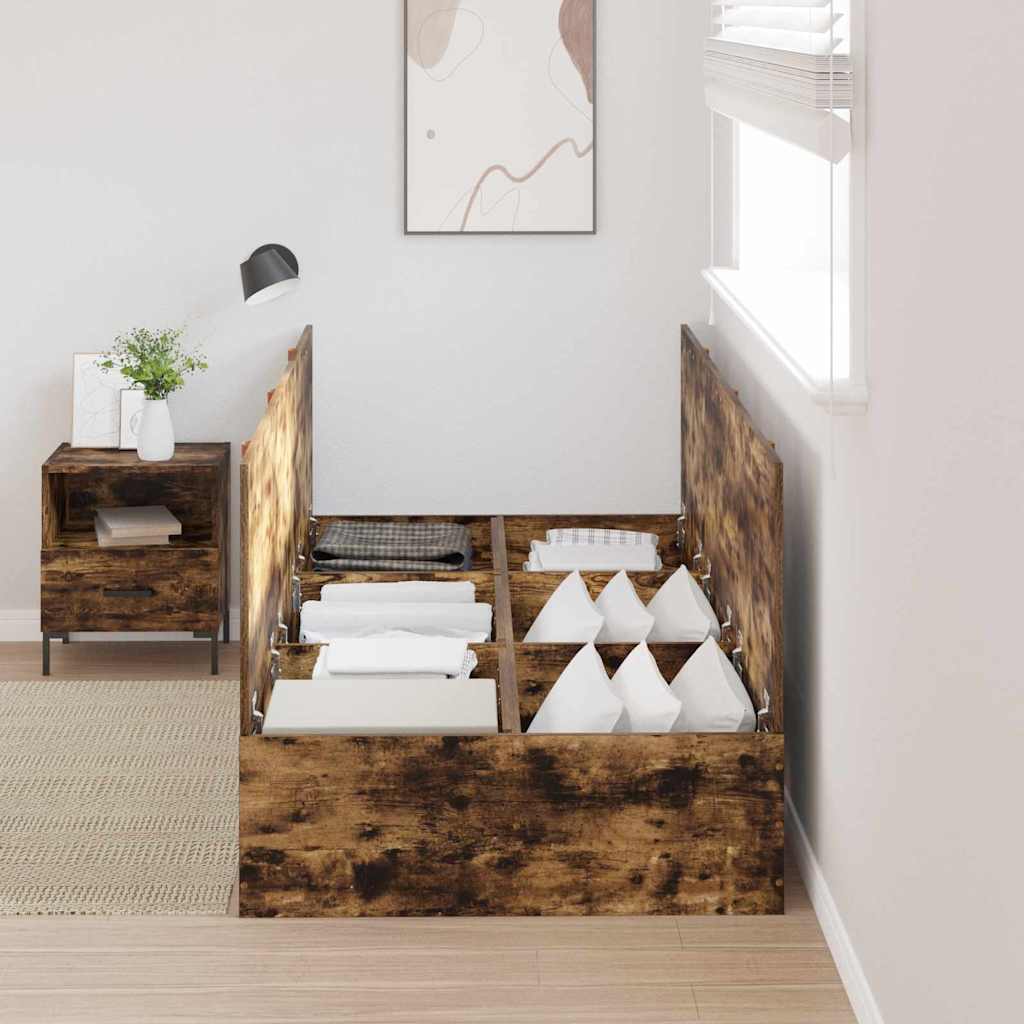 Cama con almacenamiento Roble ahumado 100 x 200 cm