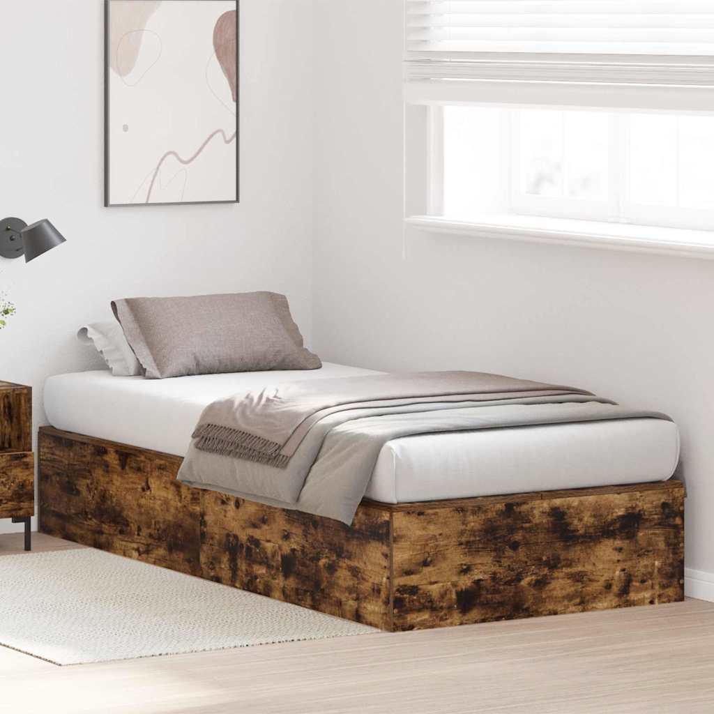 Cama con almacenamiento Roble ahumado 100 x 200 cm