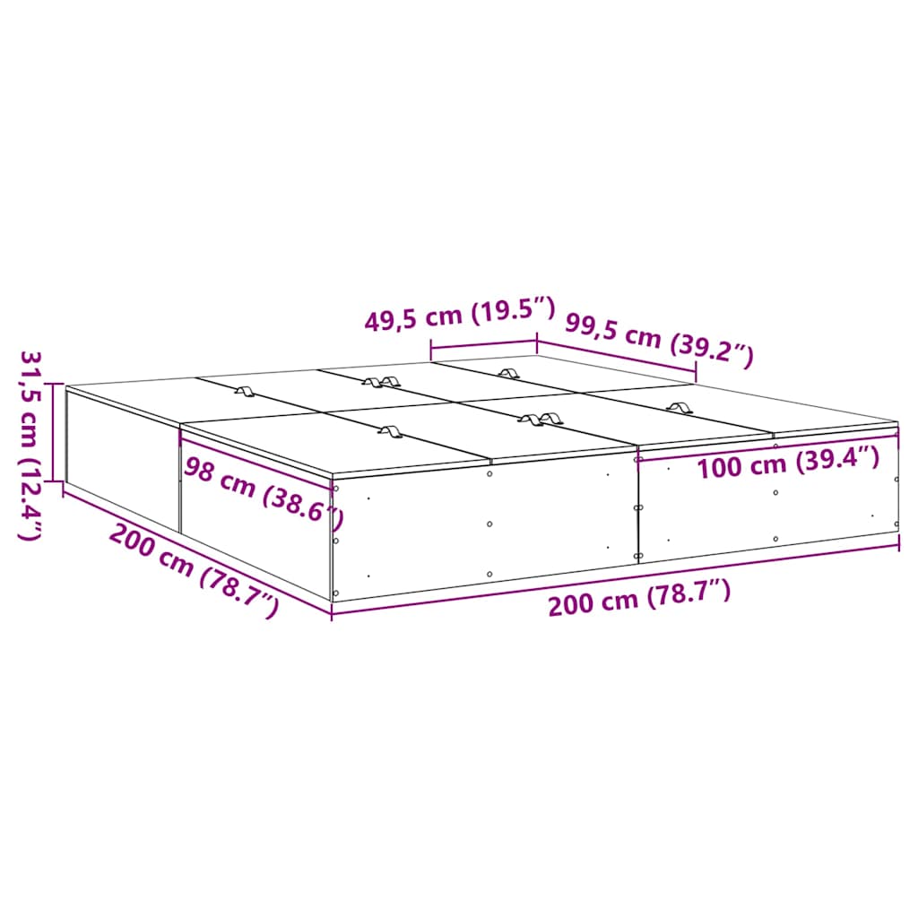 Cama con almacenamiento 200 x 200 cm Madera contrachapada