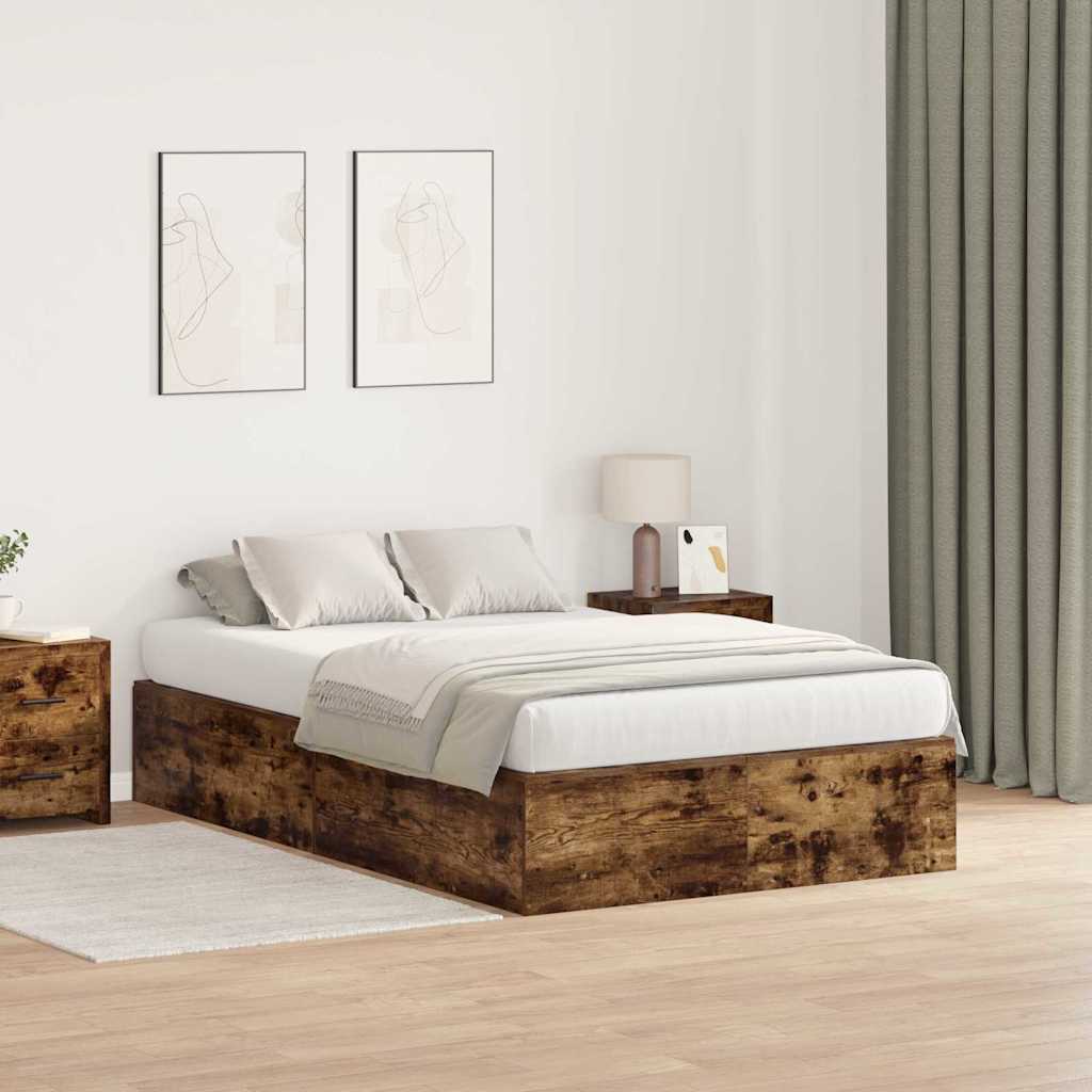 Cama com arrumação Carvalho Fumado 100 x 200 cm